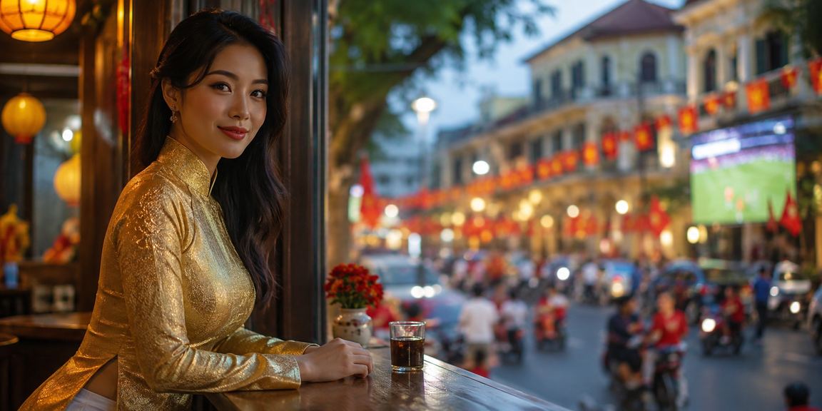 Người chơi đặt cược bóng đá tại Hà Nội với trang phục áo dài truyền thống